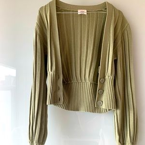 Wilfred Plunge Front Cardigan, Size S, Sage Green